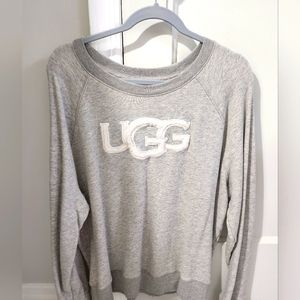 UGG Fuzzy Logo Crewneck Sweatshirt In Gray - XL